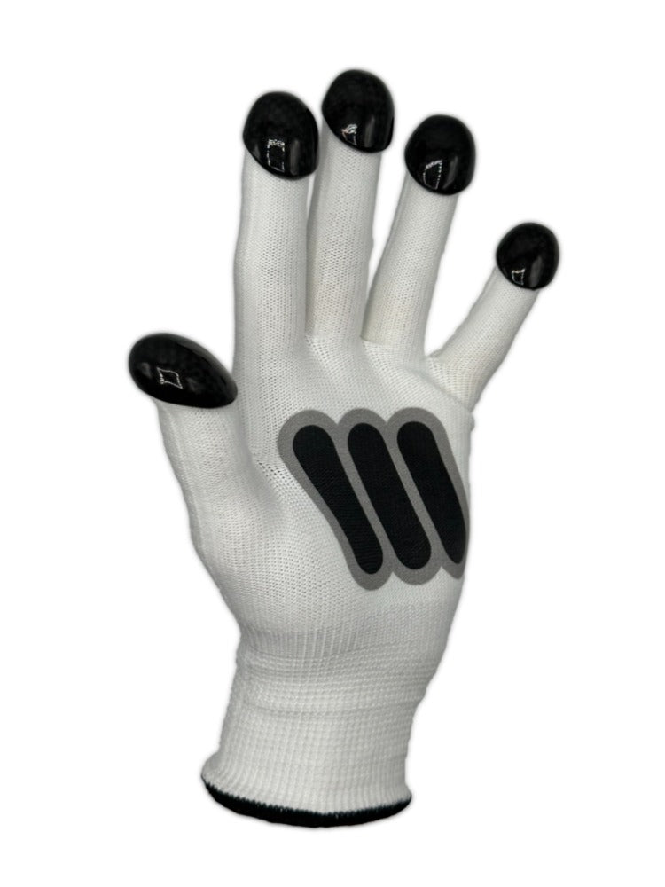 CBC Short Track Glove, white with carbon tips, fingers spread